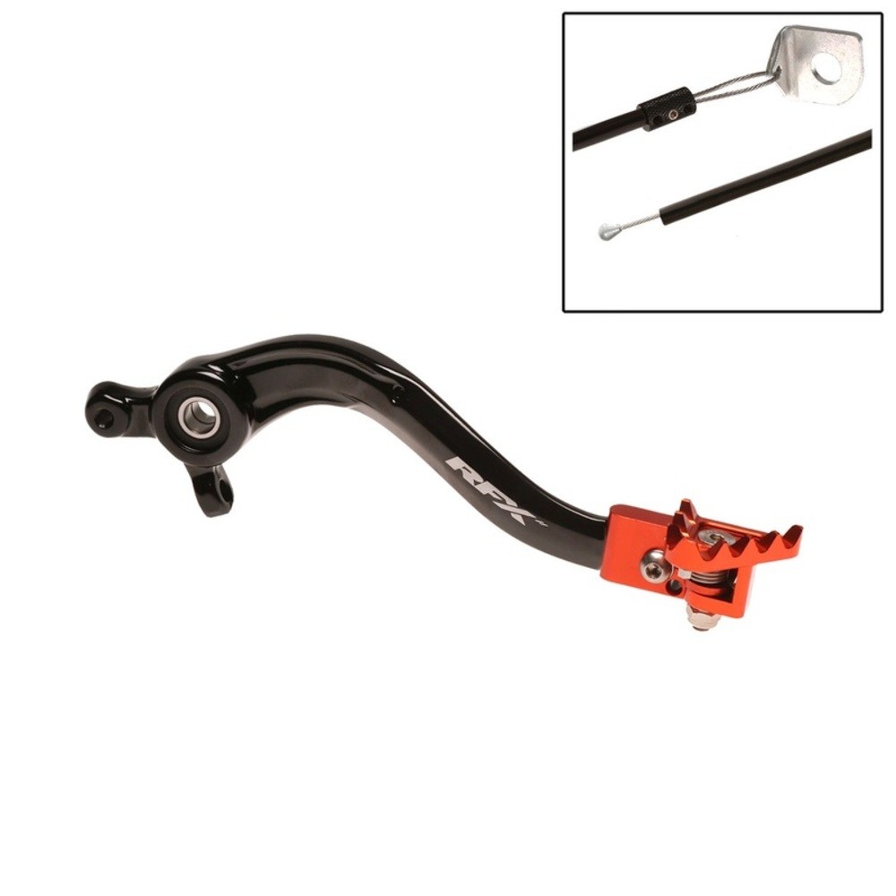 Rfx Pro Series Rear Brake Pedal - Folding Tip - Black/Orange For Motorcycle