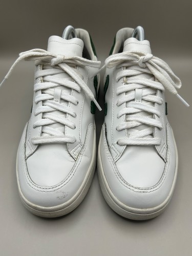 Veja V-12 Classic Leather Sneakers White/Green Suede Casual Preppy Lace-up Sz 8 - Picture 2 of 8