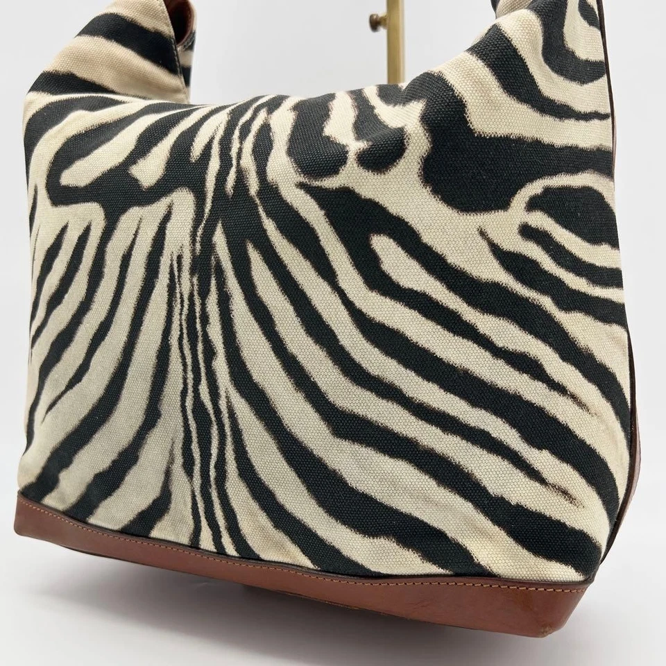 Bolso de Hombro Ralph Lauren Estampado de Cebra Hobo Cuero Unisex De Colección SK1917 Foto 4 de 4