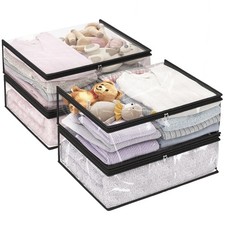 4 PCS Clear Storage Bags Clothes Zipper 35L Small Plastic Closet Organizer Kit