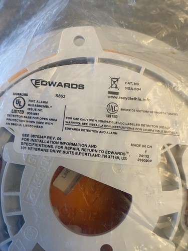 EDWARDS SIGA- SB4 FIRE ALARM DETECTOR BASE SEALED - Picture 2 of 5