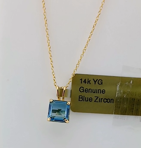 GENUINE 1.14 Cts BLUE ZIRCON PENDANT 14k GOLD - Free Certificate Appraisal - Video 1 of 1