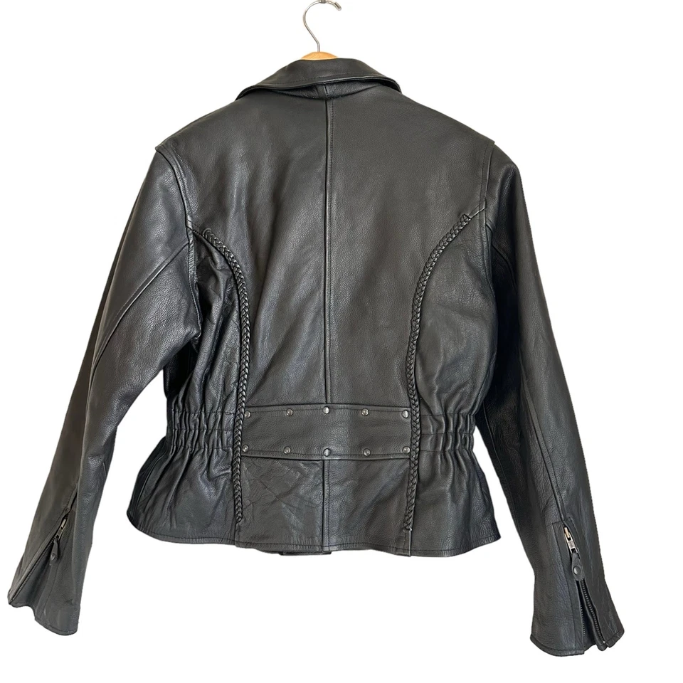 Chaqueta de motociclistas Dream Apparel para mujer L de cuero negra acolchada aislante Foto 3 de 4