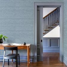 Jiffdiff Blue Grasscloth Wall Paper  17.3"x1181" Peel and Stick Vinyl Room Decor