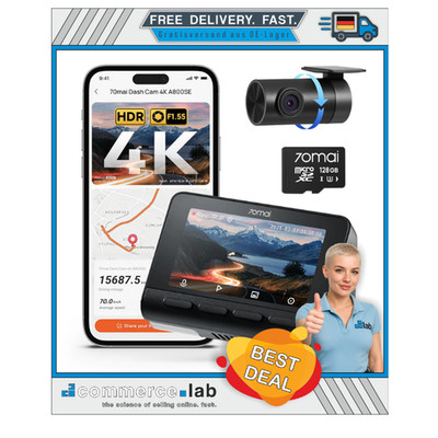 Dual 4K Dashcam A800SE 1080P 3 Zoll 12