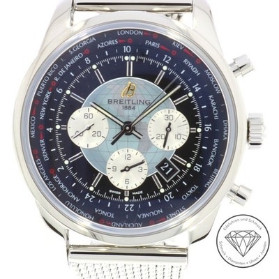 Breitling Transocean Chronograph Unitime Stahl 46mm Weltzeit Uhr AB0510 xxyy