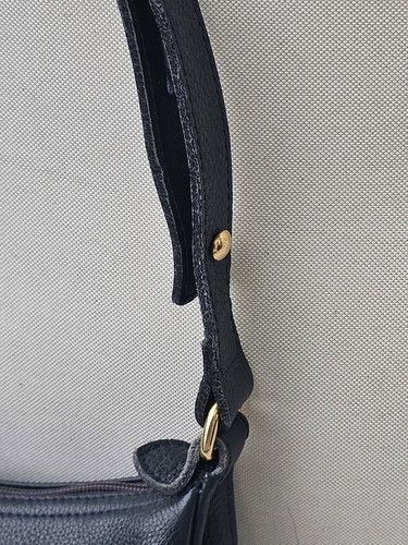 Longchamp Vtg Shoulder Bag Adjustable Purse Pebble Leather Blue Gold France Htf - Picture 3 of 10