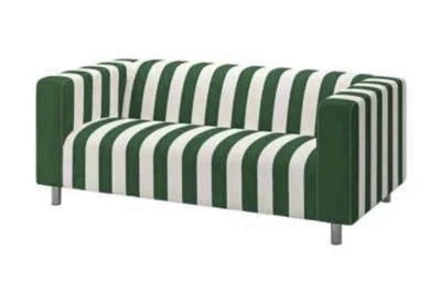 Housse de canapé neuve Ikea KLIPPAN, Radbyn vert rayure blanche, 404.601.70, 100 % coton - Photo 1/4