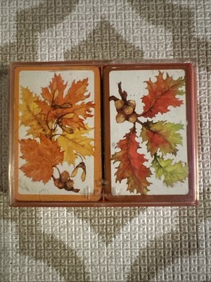 Vintage Hallmark  Autumn Leaves  Bridge Playing Cards w/ Case   Complete Set