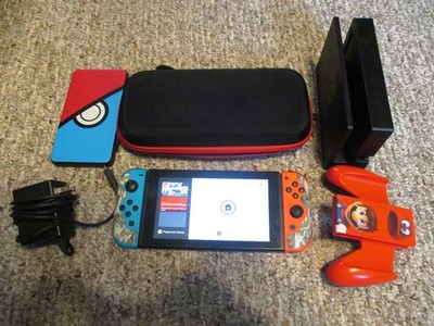 Nintendo Switch System Console w/Neon Red & Blue Joy-Cons + Dock & Extras