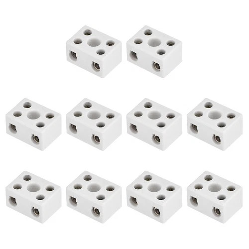 10Pcs 15A 2 Way Ceramics Terminal Blocks 28x20x16 mm for Electric Wire Cable
