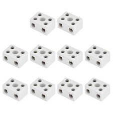 10Pcs 15A 2 Way Ceramics Terminal Blocks 28x20x16 mm for Electric Wire Cable