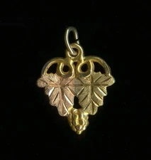 10K 17mm Fine Solid Yellow & Rose Gold Grape Leaf Petal Plant Pendant Charm *PX