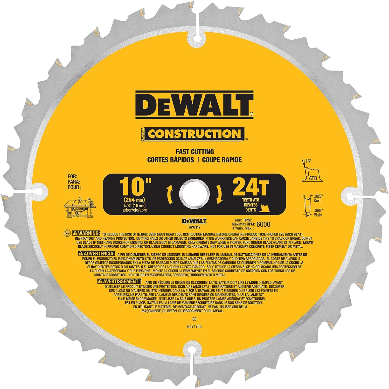 Blade, Atb, Thin Kerf, 5/8-inch Arbor, 24-tooth (dw311