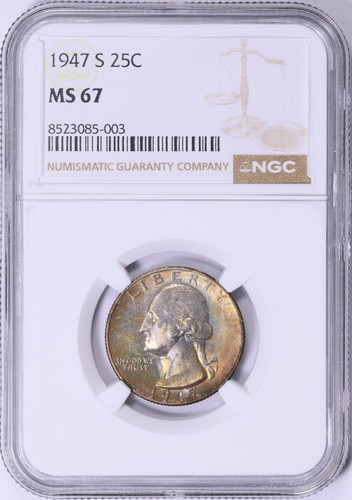 1947 S Washington Quarter NGC MS67 - Picture 1 of 2