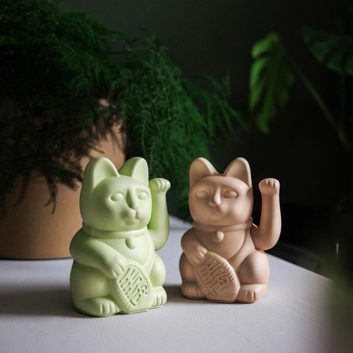 Donkey Products Lucky Cat Maneki Neko, Winkekatze, Plastic, Light Green 15 cm - Picture 2 of 2