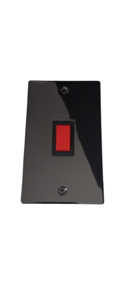 Volex 45AMP Black Nickel Cooker Switch Flat Plate Vertical Switch Control Unit