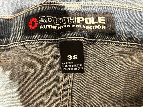 VINTAGE Southpole Mens 36 Long Jeans Shorts Blue Baggy Hip Hop Skater Y2K Grunge - Picture 3 of 8