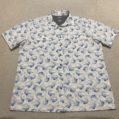 Croft & Barrow Mens XL Shirt Fish Print Button-Front Quick Dry Vented Fishing