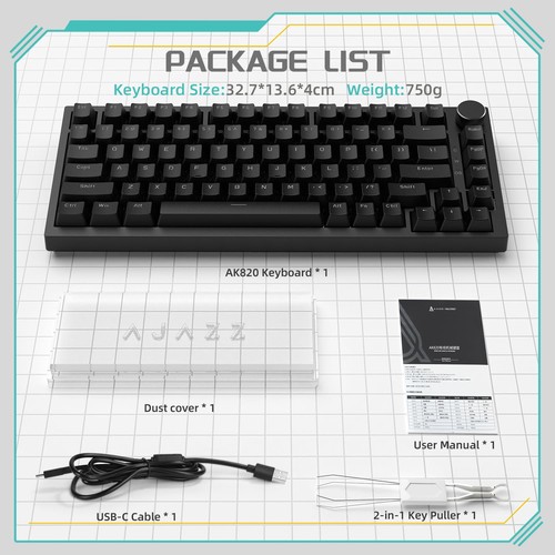 Attack Shark ajazz AK820 Mechanical Gaming Keyboard with Knob 75% Keyboard Ho... - Picture 8 of 8