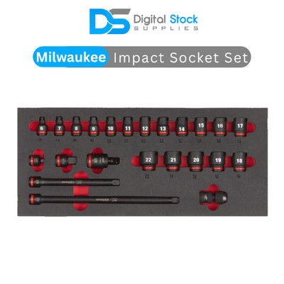 Milwaukee 4932493388 23tlg 3/8'' Shockwave Schlagschrauber-Steckschlüsselsatz Schaumstoffeinlage