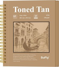 SuFly Toned Tan Paper Sketchbook, 5.5x8.5 Inches, 60 Sheets - 90lb/150gsm Tan Dr