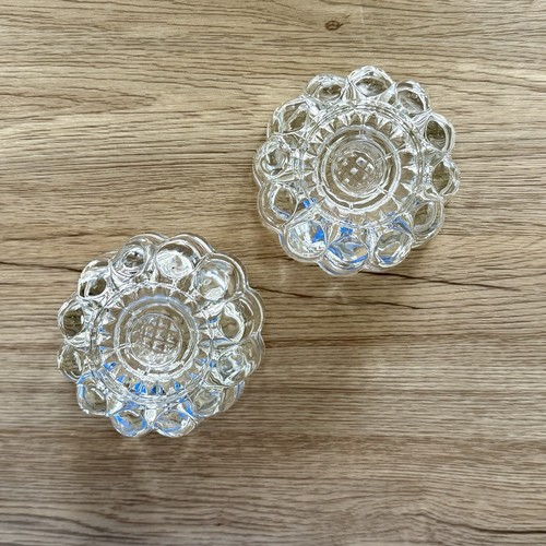 Princess House Heavy Lead Crystal Reversible 3 Way Glass Candle Holder Set of 2 - Picture 2 of 7