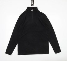 Roly Herren schwarz klein Fleece Pullover Sweatshirt 1/2 Reißverschluss Stehkragen
