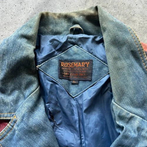 Vintage 70er Jahre Rosemary Patchwork Leder Jeansjacke Größe L - Bild 5 von 7