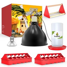 All-in-One Chick Brooder Kit with 75W Adjustable Heat Lamp, Spill-Proof Feede...