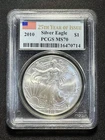 2010 American Silver Eagle PCGS MS70 25th Year of Issue Flag Label