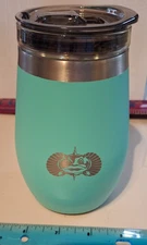 New TOADFISH TEAL INSULATED NON-TIPPING 10 OZ WINE TUMBLER with GLASS INSERT
