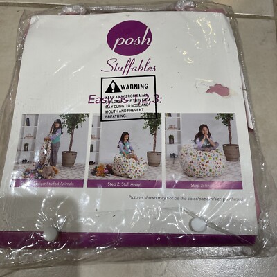 POSH STUFFABLE BEAN BAG COVER for Stuffed Animal Storage Chair Kids Toy Pink New