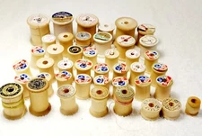 Lot of 43 Vintage Wooden Thread Spools  Belding Corticelli J & P Coats Mercerize