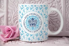 King Charles III Official Logo Royal Coronation Mug Memorabilia LIGHT BLUE
