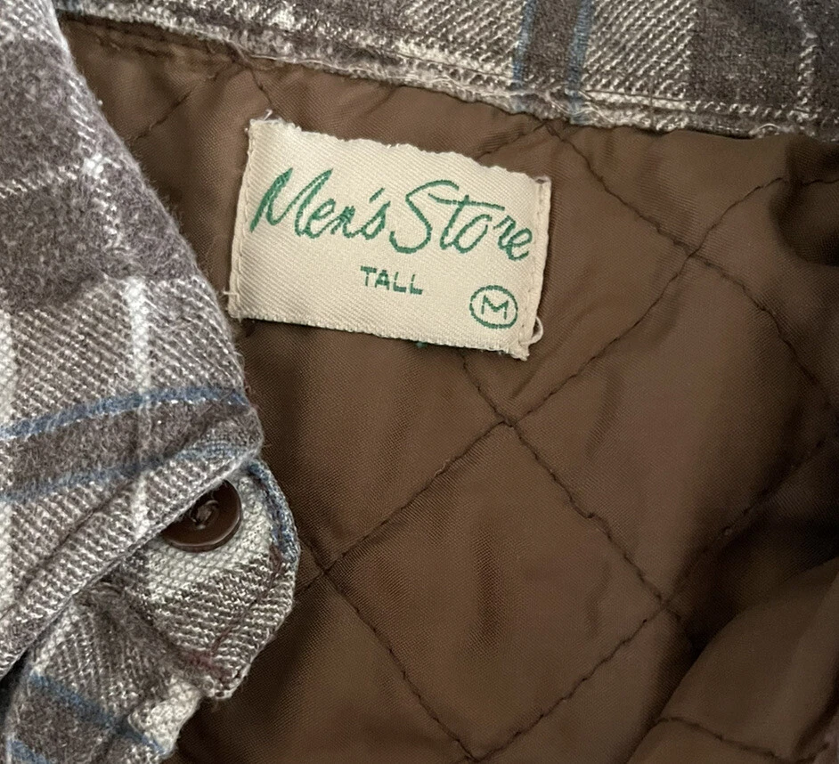 Vintage Sears The Mens Store Flannel Plaid Thermal Polyester Lined M TALL Shirt - Image 4 of 4