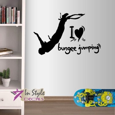 Wall Vinyl Decal I Love Bungee Jumping Man Guy Extreme Sports Room Sticker 127