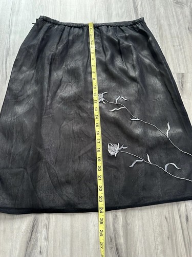 Amanda Smith Floral Embroidered Chiffon Skirt Lined Black Size L Vintage Y2K - Picture 18 of 18