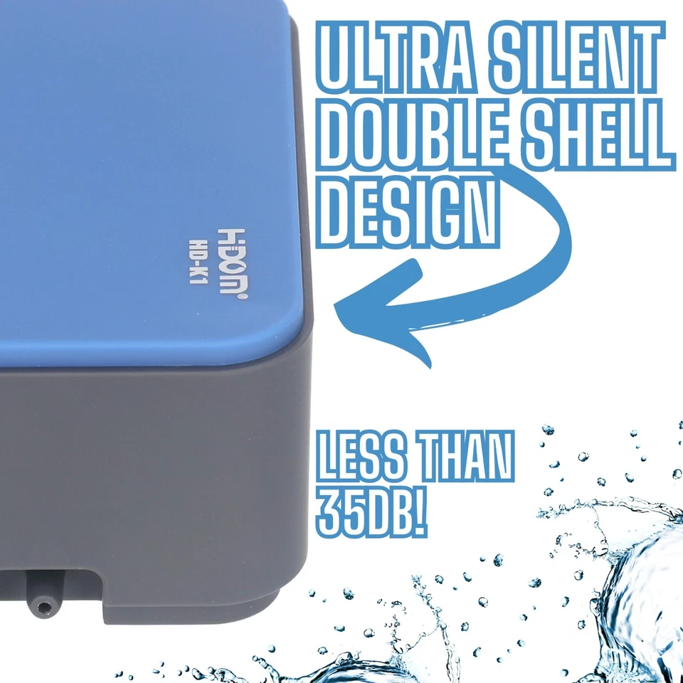 Hidom Silent Aquarium Luftpumpe Aquarium Einzel-/Doppelauslassventil + Zubehör - Bild 3 von 4
