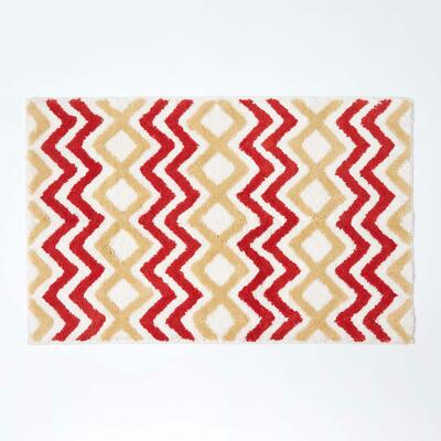 Baumwolle Chevron Badteppich Geometrisches Muster Badematte mit rutschfester Latexunterlage