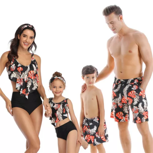 2024 Mom Daughter Swimsuit Family Matching Men Boy Summer Beach Bathing Swimwear - Picture 14 of 19