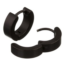 New Plain Black 316 Stainless Steel Unisex Hoop Huggie Earrings