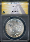 1922 $1 Silver Peace Dollar MS 63 ANACS # 7205006 + Bonus