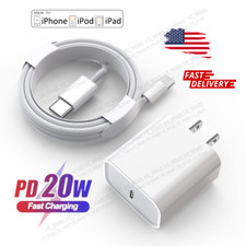 20W USB-C Fast Charger Adapter For iPhone 15 14 13 12 11 Pro Max XS Type C Cable