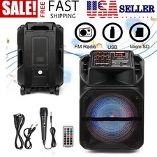 12" Bluetooth Speaker Heavy Bass Sound FM AUX TF System W/ Mic Remote Portable