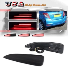 Smoke Red LED Rear Reflector Tail Brake Signal Lights For 2012-2014 Toyota Yaris