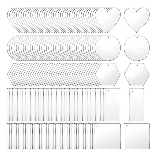 200Pcs Round Ornaments Blanks Acrylic Circle Disc Blanks with Hole for Keychain