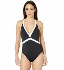 Ralph Lauren Black Bel Aire V-Neck Mio One-Piece Swimsuit Women's Size 10 L70257