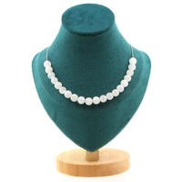 Steine Und MinéRaux. Halskette 20 Perlen Stein Mond 8 Mm. Kette Stahl Ino