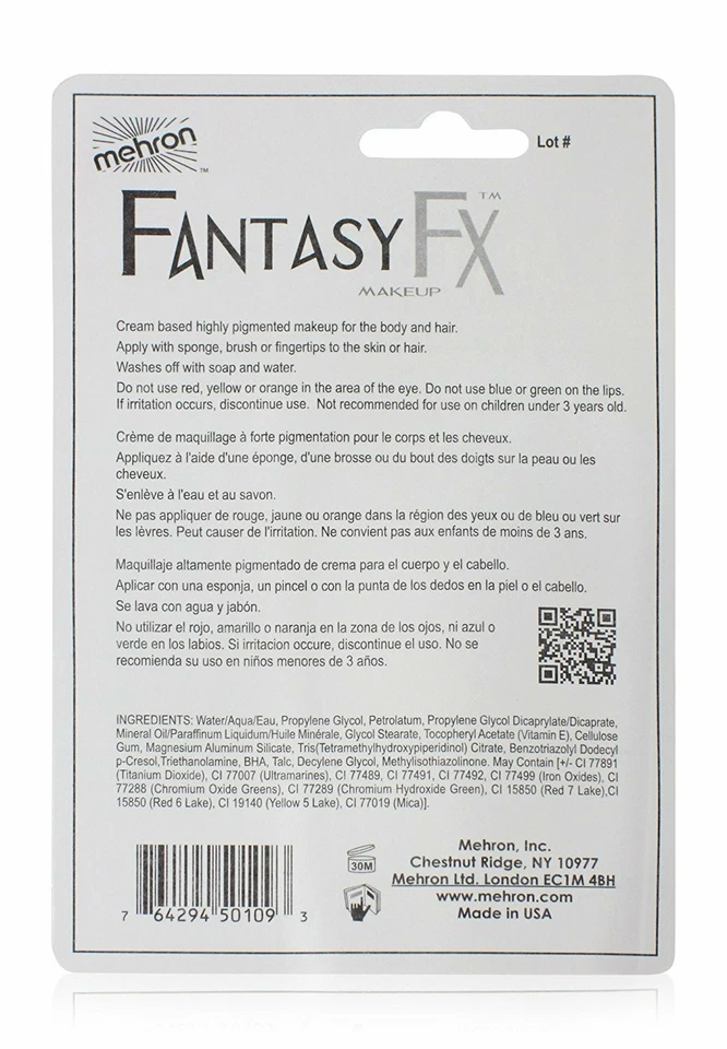 Mehron Maquillaje Fantasía F/X Pintura Facial/Cuerpo a Base de Agua Negro/Blanco-Juego de Tubos FFX Foto 4 de 4